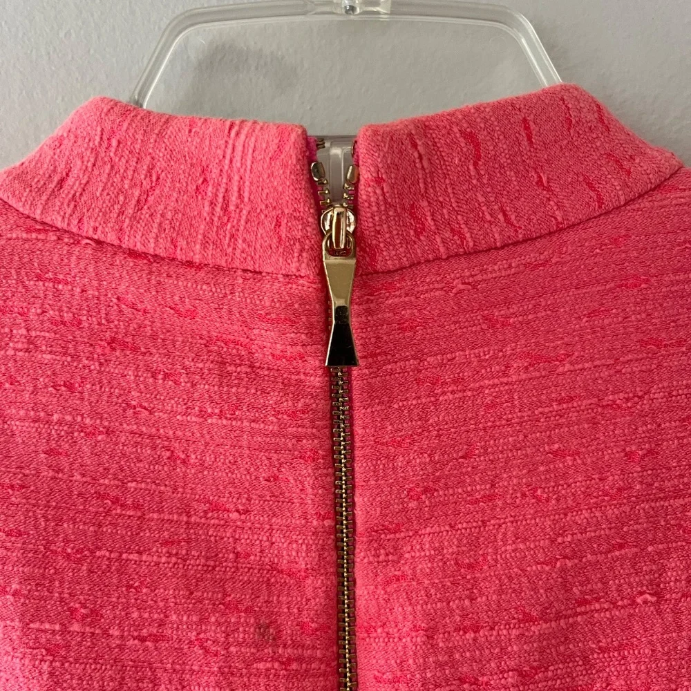 Kate Spade Sz 8 Coral Pink Midi Lined Tank Sheath V Neck Dress Back Zip - Picture 5 of 12